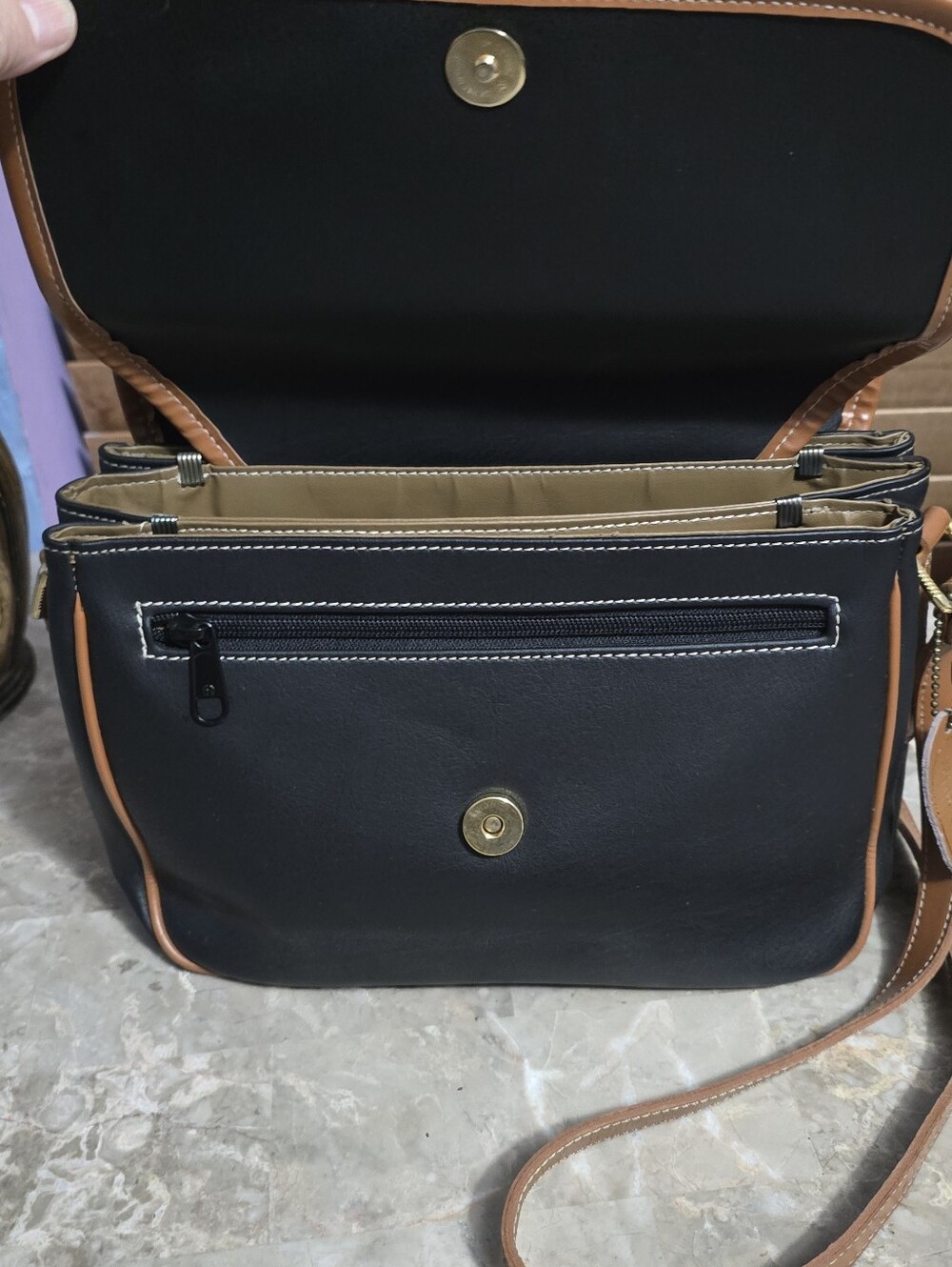 Paco Casa Black and Brown Multi-flap Multi-Pocket Crossbody Bag - Picture 5 of 14